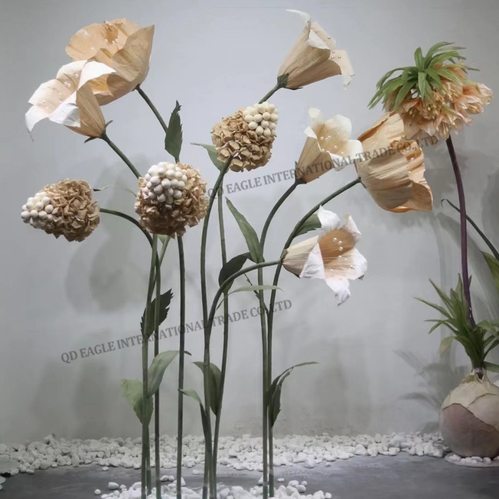 High luxury decoration large flowers that bend giant paper Autumn/Coffee Lily for photography props shop decoration